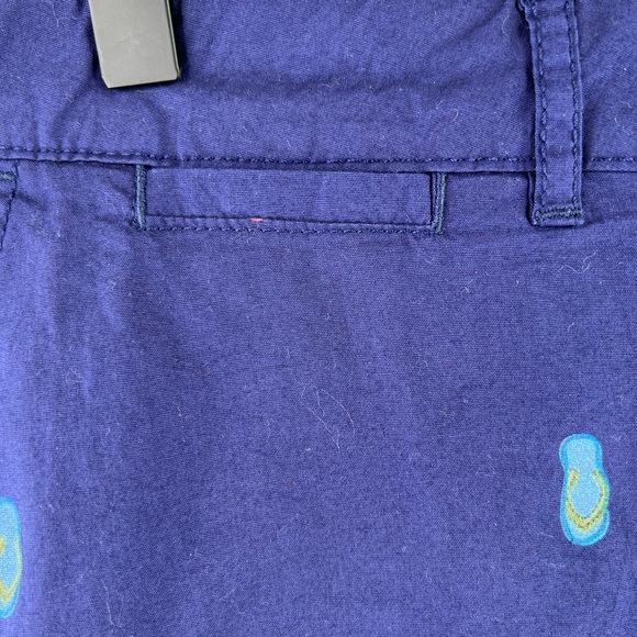 DASH WOMENS NAVY POPLIN FLIP FLOP PRINT SANDAL FLAT FRONT SHORTS - Picture 4 of 4